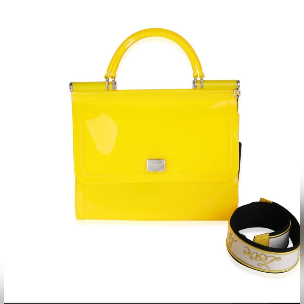 Dolce & Gabbana Yellow PVC Miss Sicily Jelly Top handle bag